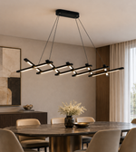 MODERN 1500MM INTERLOCKING LINEAR LED PENDANT LIGHT IN MATTE BLACK FINISH