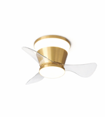 Fan with LED light in gold/brass finish