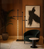 LED architectural black floor lamp with hooks placed