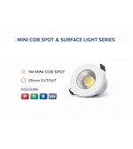 Daya Worldwide MINI COB Spot Light Series, compact LED spotlight with adjustable beam for accent lighting and decor enhancement.