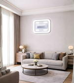Daya Worldwide Aerolux square ceiling light with integrated fan, modern lighting fixture for indoor ceiling installation.