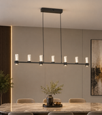 MODERN 7-LIGHT LINEAR PENDANT WITH CLEAR GLASS SHADES, 1200MM LENGTH