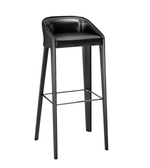 Noire Daya Worldwide bar stool with black cushioned seat and metal frame, modern design for kitchen or bar area