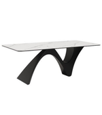Modern Daya Worldwide Arcus Dining Table with sleek wooden surface and sturdy metal legs, ideal for contemporary dining rooms.