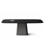 Modern Axis dining table by Daya Worldwide featuring a sleek wooden tabletop and sturdy metal legs for contemporary dining spaces.