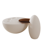 Daya Worldwide Orbit Tea Table with sleek round design, modern center table made of wood and metal for stylish living room decor.