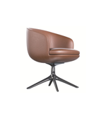Modern swivel dining chair with sleek design and wooden legs, ideal for contemporary dining rooms.