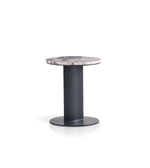 Daya Worldwide Luna marble side table with round top and sleek metal legs, modern decor for living room or bedroom.