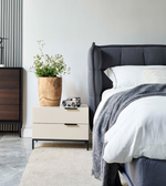 Dark wood Noir Panel Bed by Daya Worldwide featuring a sleek headboard and modern design for stylish bedroom decor.