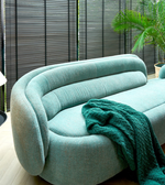 Daya Worldwide Aura Curve Sofa with sleek modern design, featuring plush upholstery and curved silhouette in a stylish living room setting.