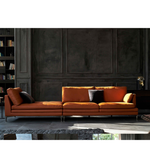 Daya Worldwide Linea Luxe leather sofa with sleek design, plush cushions, and modern style in a living room setting