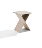 Modern Axis X side table by Daya Worldwide featuring a sleek metal frame and a smooth surface for stylish living spaces.