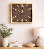 Gold square wall clock by Daya Worldwide, featuring a modern design with a sleek, minimalist face and stylish gold finish.