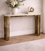 Daya Worldwide Aurelia marble console unit featuring a sleek design with a polished marble surface and modern metal legs.