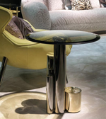 Daya Worldwide Nova side table with a sleek design, featuring a round top and modern wooden finish for contemporary living rooms.