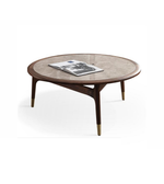 Marble Luna coffee table by Daya Worldwide with a sleek round design and elegant marble surface, modern living room decor.
