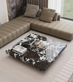 Daya Worldwide noir marble coffee table with sleek black and white marble surface and modern design for living room decor.
