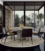 Marble round dining table with center turntable, modern design by Daya Worldwide, ideal for stylish dining spaces
