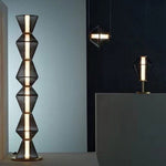 Contemporary geometric floor lamp with vertical LED light strip