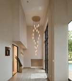 Modern interior with a chandelier hanging from the ceiling