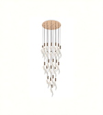 Decorative wind chime with white shell-like pendants and a wooden base on a white background