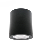 Black cylindrical ceiling light fixture on a white background