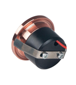 Copper and black mechanical component on a white background