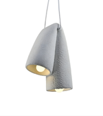 Gray textured pendant light on a white background
