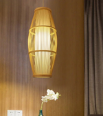 Contemporary slim hanging lamp in living room