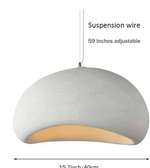 Gray pendant light with adjustable suspension wire on a white background