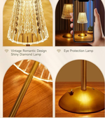 Close-up of faceted acrylic lampshade diamond pattern