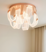 Modern sculptural petal ceiling light with translucent panels and warm ambient glow