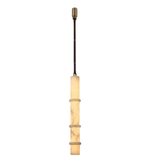 Pendant light with cylindrical marble-like design on a white background