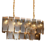 Modern chandelier with geometric design on a white background