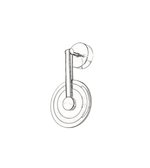 Skeuomorphic circular earring design on a white background