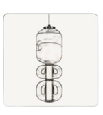 Decorative hanging mobile with glass elements on a white background