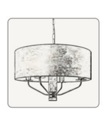 Chandelier with a textured shade on a white background