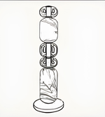 Black and white line drawing of a decorative vase with marbled design