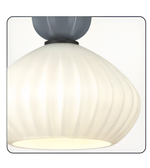 Modern pendant light with white glass shade and gray fixture