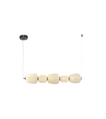 Pendant light with round beige shades on a white background