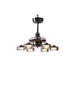 Modern ceiling fan with light fixture on a white background