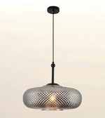 Modern smoked diamond glass pendant light with matte black suspension for living rooms, dining rooms, kitchen islands, cafés, restaurants, hotels, and contemporary luxury interiors.