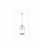 Pendant light fixture with clear glass shade on a white background