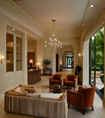 Luxurious living room with elegant furniture and chandelier