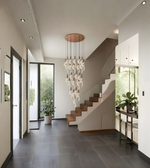 Modern interior with a staircase and decorative chandelier