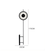 Modern LED floor lamp dimensions showing 170 cm height and 33 cm base width