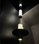 Triple cylinder alabaster pendant light by Daya Worldwide with a sleek chain and warm, diffused glow.