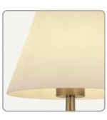 Beige lampshade with gold base on a white background