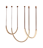 Set of three pendant lights with brown cords on a white background