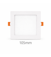 Slim square LED panel light for recessed ceiling with white frame 105mm